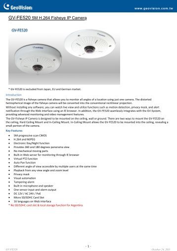 GV-FE520 5M H.264 Fisheye IP Camera - Remote-security.com