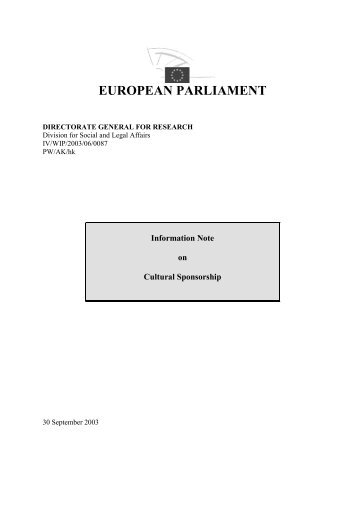 Information Note on Cultural Sponsorship - European Parliament