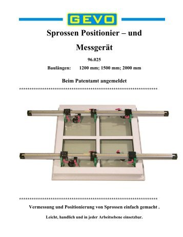 Sprossen Positionier- und Messgerät SPM - GEVO GmbH