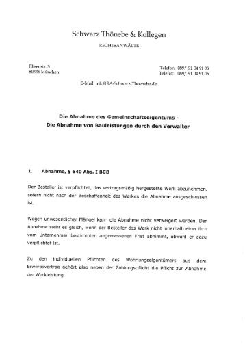 Die Abnahme des Gemeinschaftseigentums - Verband der ...