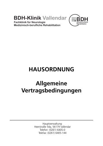 Hausordnung - BDH-Klinik Vallendar