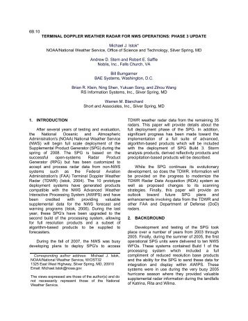 Terminal Doppler Weather Radar for NWS Operations - NOAA