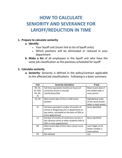 Defining Seniority Dates