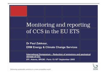 Monitoring and reporting of CCS in the EU ETS - IFP Energies ...