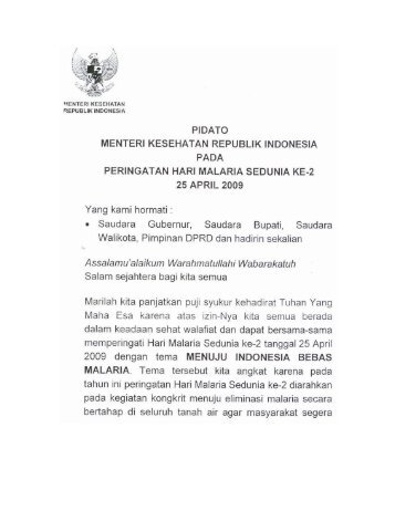 Pidato Menteri Kesehatan - Departemen Kesehatan Republik ...