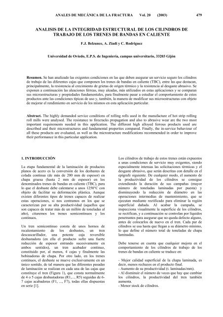 analisis de la integridad estructural de los cilindros de trabajo de los ...