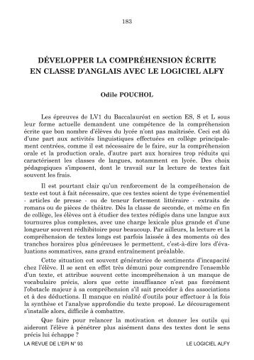 developper la comprehension ecrite en classe d'anglais avec ... - HAL