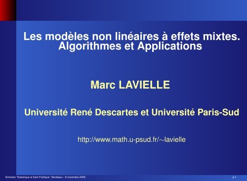 Les modÃ¨les non linÃ©aires Ã  effets mixtes - Isped