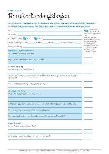 Berufserkundungsbogen - Schule Rothenburg