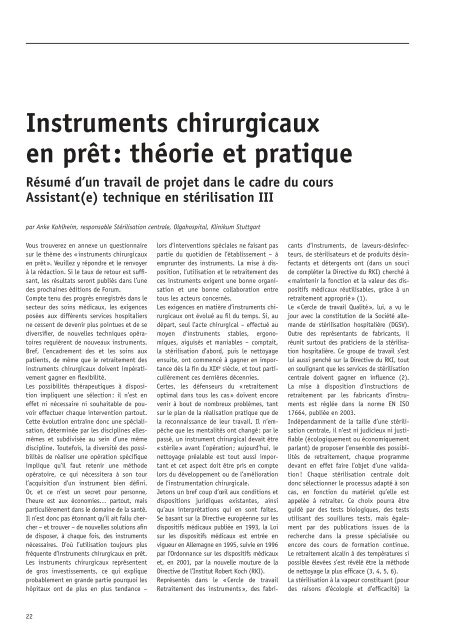 Instruments chirurgicaux en prÃªt: thÃ©orie et pratique - SociÃ©tÃ© Suisse  ...