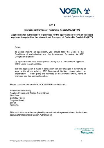 Application for authorisation of premises for the approval and testing ...