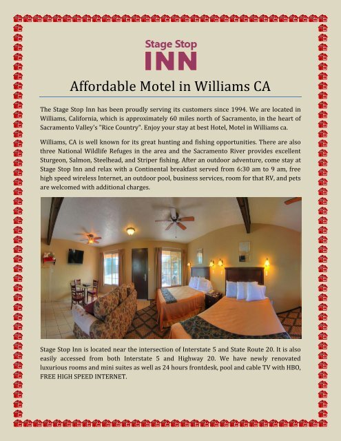 Affordable Motel in Williams CA