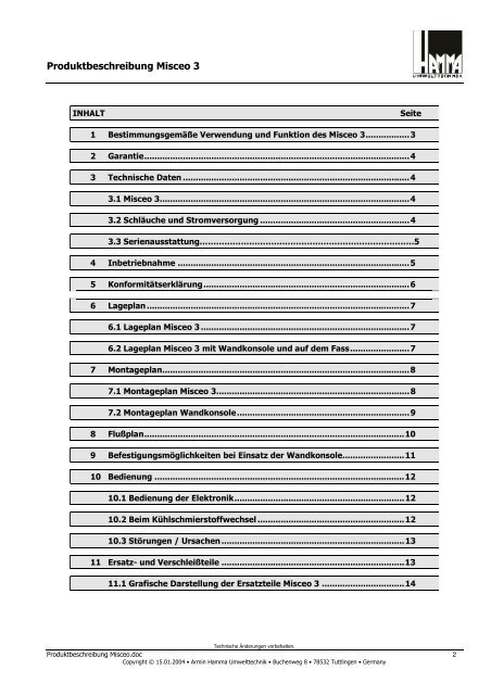 Produkbeschreibung Misceo - Armin Hamma Umwelttechnik