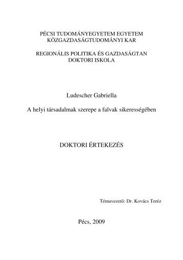 Ludescher Gabriella - PTE Közgazdaságtudományi Kar - Pécsi ...