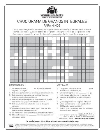 CRUCIGRAMA DE GRANOS INTEGRALES