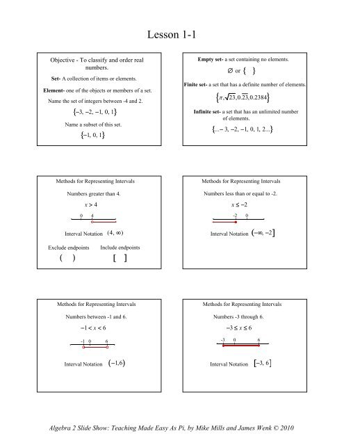 1-1 Sets of Numbers - Math Slide Show