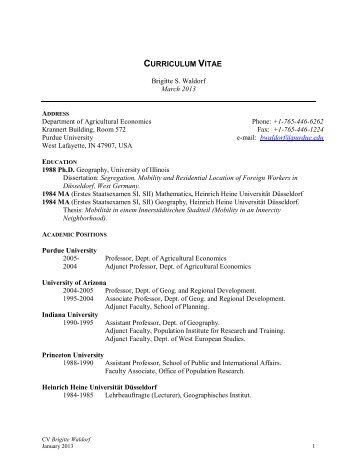 curriculum vitae - Department of Agricultural Economics - Purdue ...