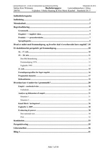 Grammatikkens rolle i fremmedsprogsundervisningen - Folkeskolen