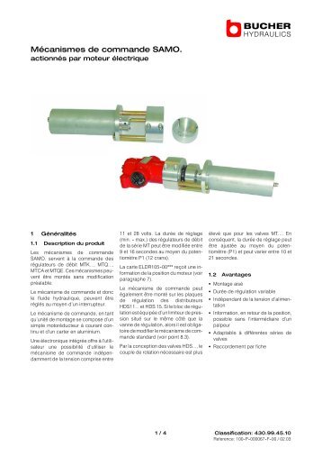 Mécanismes de commande SAMO. - Bucher Hydraulics GmbH