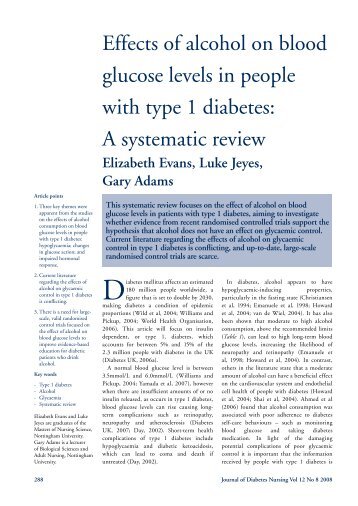 Effects of alcohol on blood glucose levels in people with type 1 ...