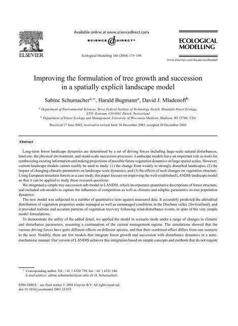 Tree Formulation Motion Improving the formulation of tree growth and succession in a ...