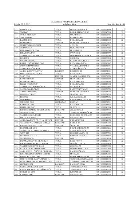 16 - JP NIO SluÅ¾beni list Bosne i Hercegovine