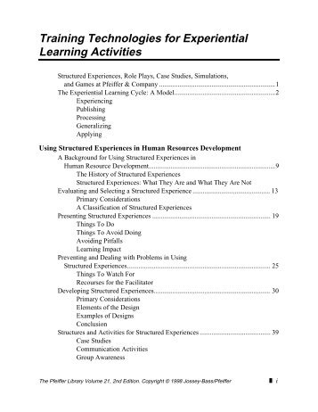 Training Technologies for Experiential Learning Activities