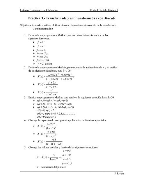 Practica 3.- Transformada y antitransformada z con MaLab.