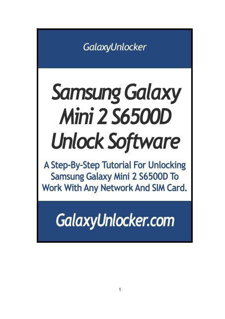 Samsung Galaxy Mini 2 S6500D Unlock Software - GalaxyUnlocker