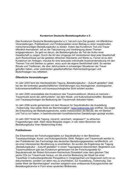 Informationen zum Kuratorium Deutsche Bestattungskultur (PDF)