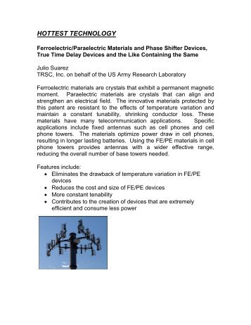 Ferroelectric/Paraelectric Materials and Phase Shifter Devices, True ...