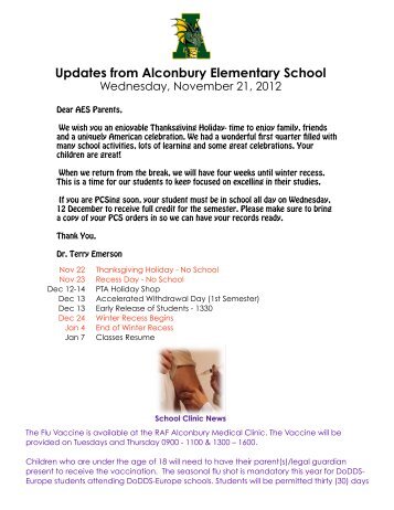 Update 112112 - Alconbury Elementary School - DoDEA