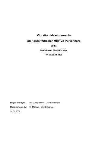 Vibration Measurements on Foster Wheeler MBF 22 Pulverizers