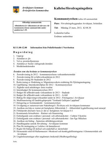 Kommunstyrelsen - Arvidsjaur