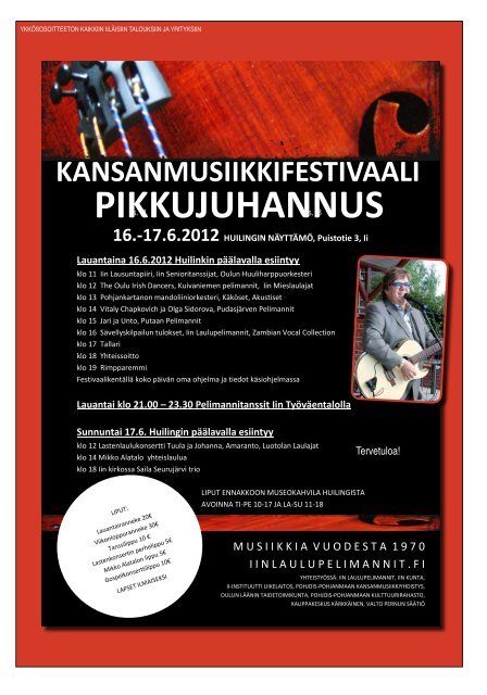 iin pikkujuhannus kansanmusiikkifestivaali 2012 - PudasjÃ¤rvi-lehti ja ...