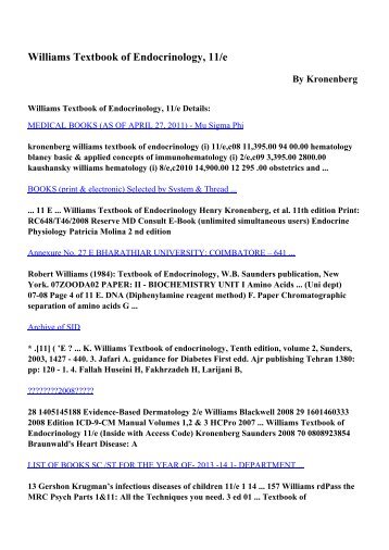 Download Williams Textbook of Endocrinology, 11/e pdf ebooks by ...