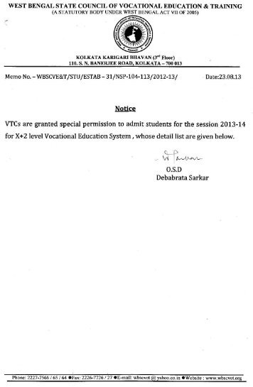 west bengal state council of vocational education & training - wbscvet