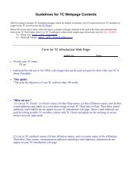 Guidelines for TC Webpage Contents