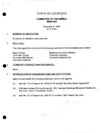 1997 Georgina - Committee of the Whole Minutes