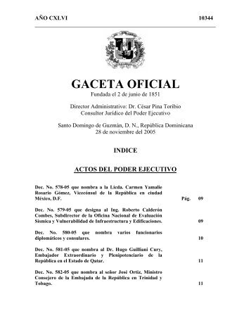 GACETA OFICIAL - CÃ¡mara de Diputados