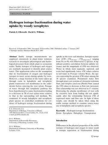 Hydrogen isotope fractionation during water uptake by woody ...