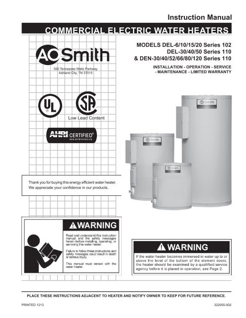 322055-000 - AO Smith Water Heaters