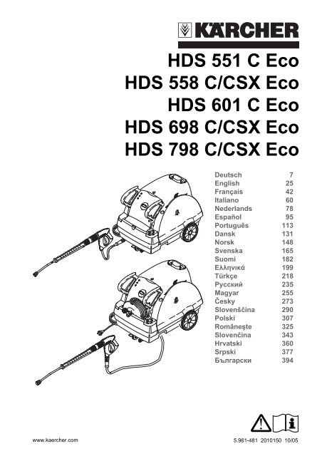 HDS 551 C Eco HDS 558 C/CSX Eco HDS 601 C Eco HDS 698 C ...