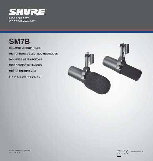Shure SM7B Microphone Specification Sheet - GearNuts.com