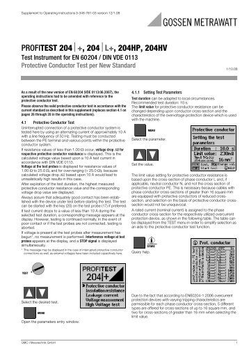 PROFITEST 204+, 204L+, 204HP, 204HV - Gossen-Metrawatt