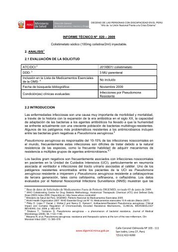 INFORME TÃCNICO NÂº 020 â 2009 Colistimetato sÃ³dico - Digemid ...