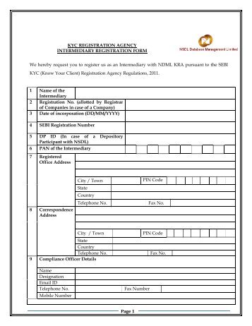 Intermediary Registration Form(AnnexureI) - NDML KRA System