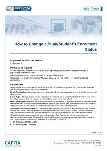 How to Change a Pupil/Student's Enrolment Status - Education ICT ...