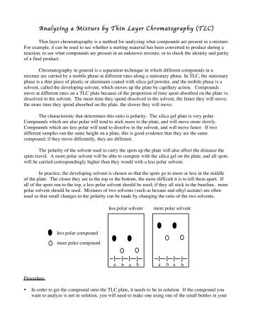 Analyzing a Mixture by Thin Layer Chromatography (TLC)