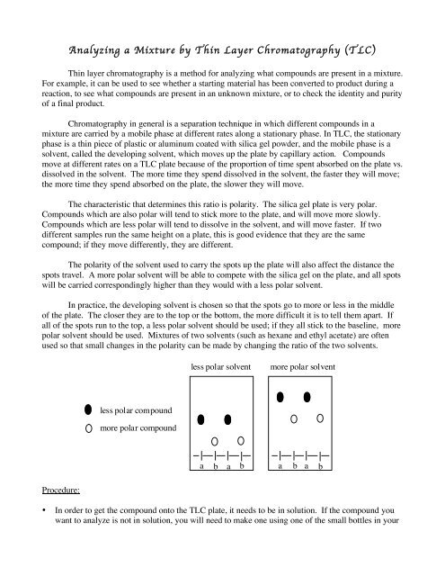 Analyzing a Mixture by Thin Layer Chromatography (TLC)